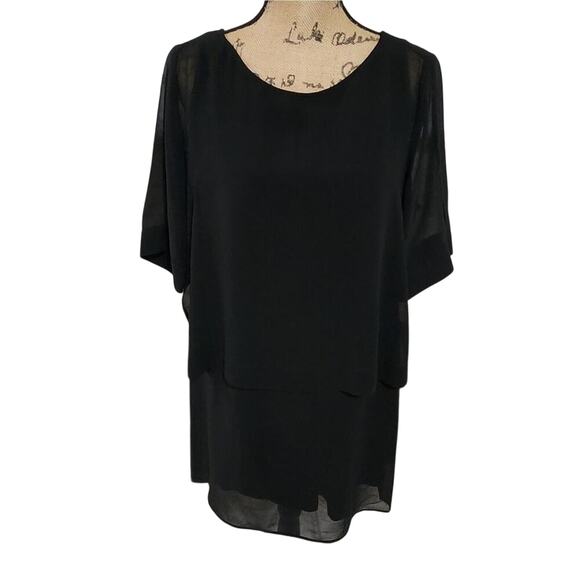 Chico's‎ black cold shoulder layered tunic size 1 medium - Picture 1 of 6